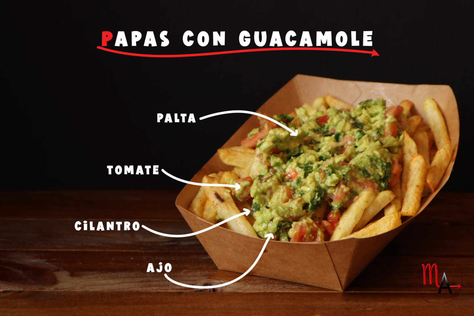 12 papas con guacamole